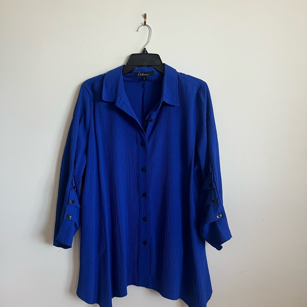 Royal Blue Button-Up Blouse